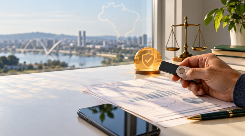 Carteira digital e ativos virtuais diante de uma rede de monitoramento financeiro.